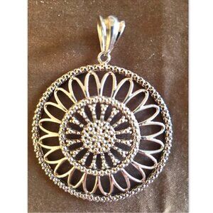 New MILOR ITALY Sterling Silver Large Filigree Flower Pendant